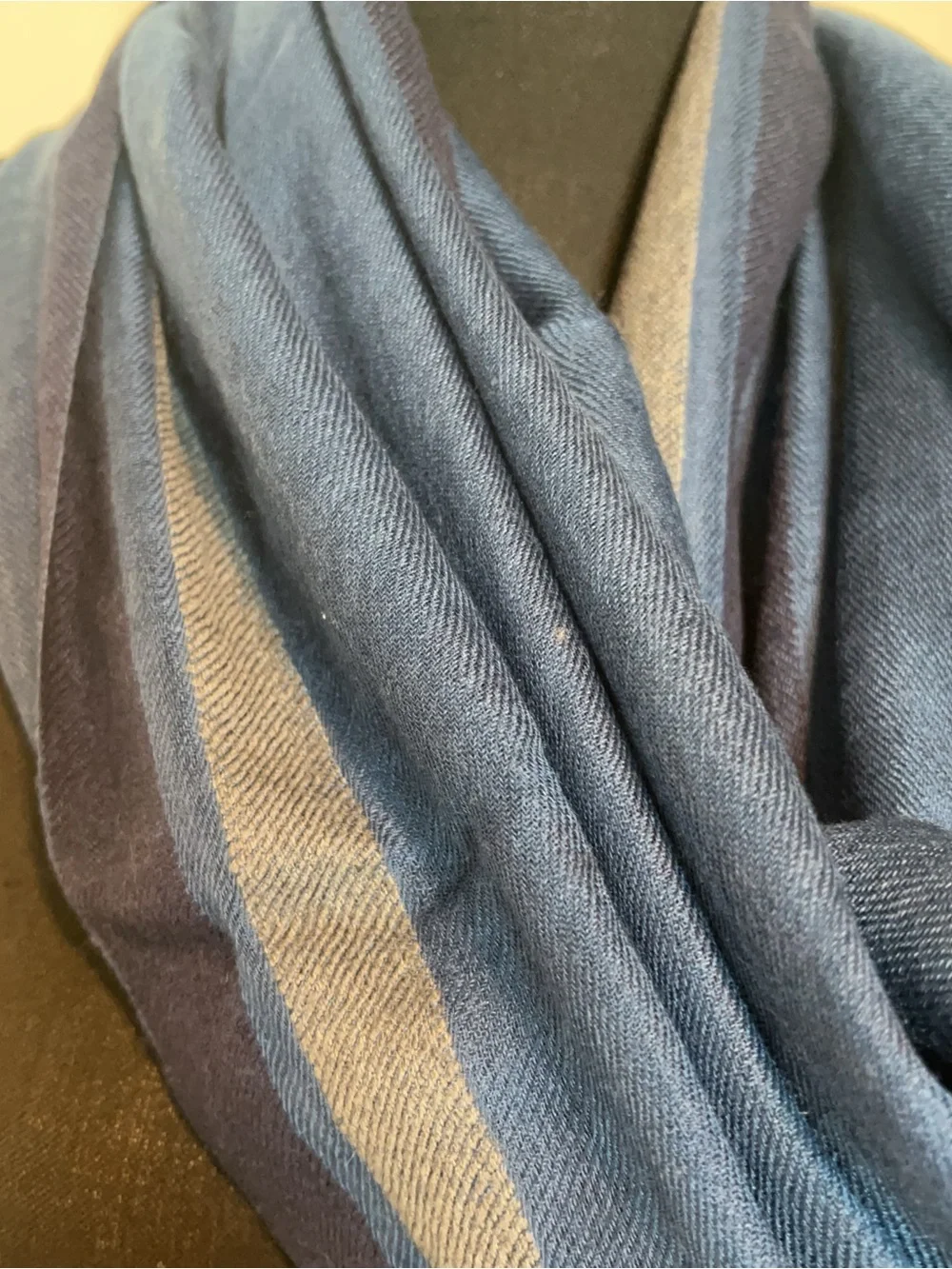 Loro Piana Blue and Gray Striped Cashmere Wool-Blend Scarf